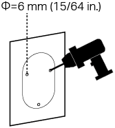 Stick the mounting template to a solid and level wall surface. Drill three screw holes according to the template.