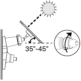 Loosen the adjustable screw, tilt the solar panel to adjust the angle, and then tighten the adjustable screw. 