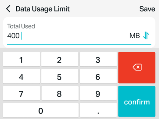 Enter a more accurate value for the data usage
