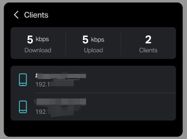Image showing a list of connected client devices with options to block.