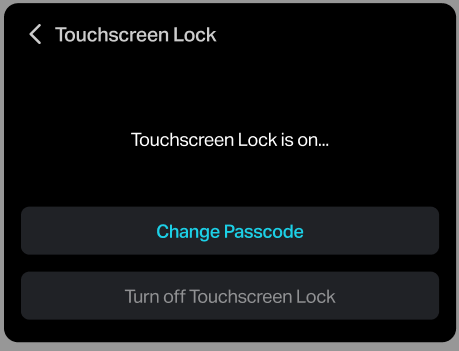 Screenshot showing the current status of Touchscreen Lock (enabled or disabled)