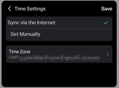 Interface showing settings for system time