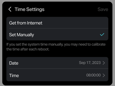 Select Set Time Manually.