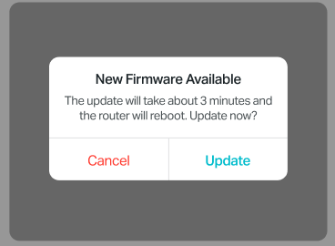 Screenshot showing the Pop-up window when new firmware is available