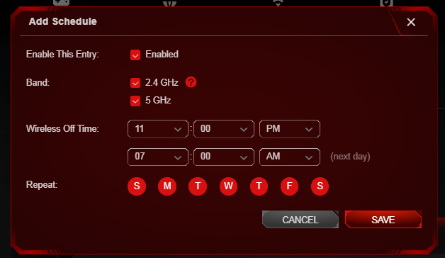 Add a wireless schedule