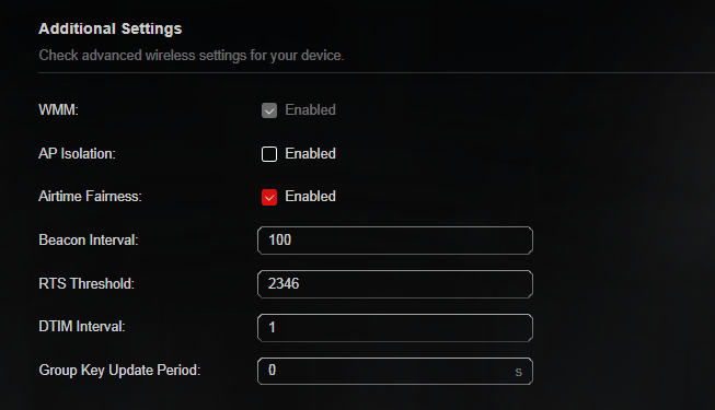 Configure advanced wireless settings