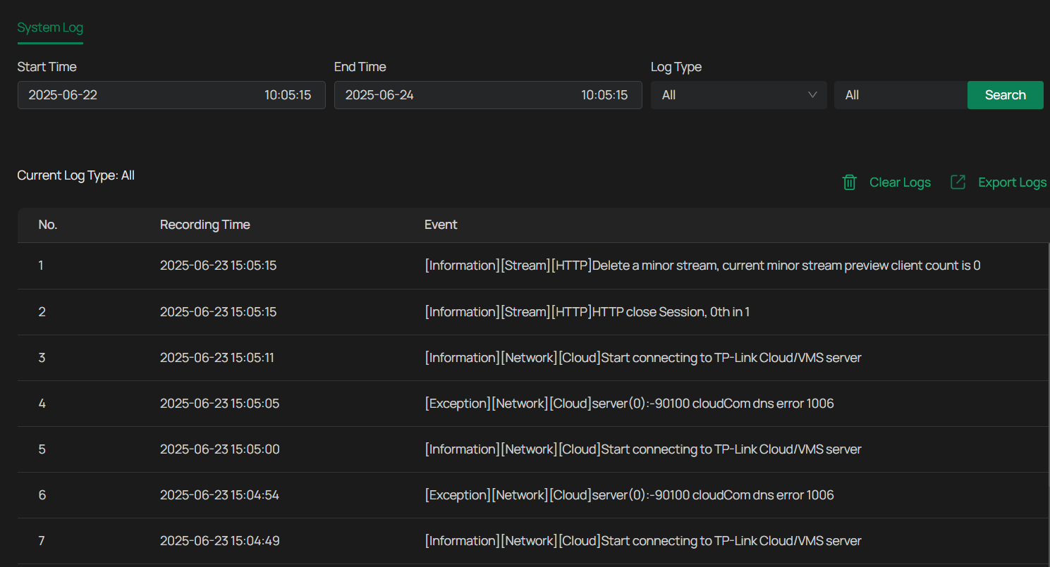 system log