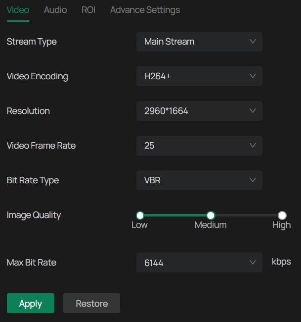 Video settings
