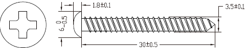 screw size with 6 mm diameters