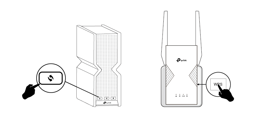 Press the WPS on both the router and the extender