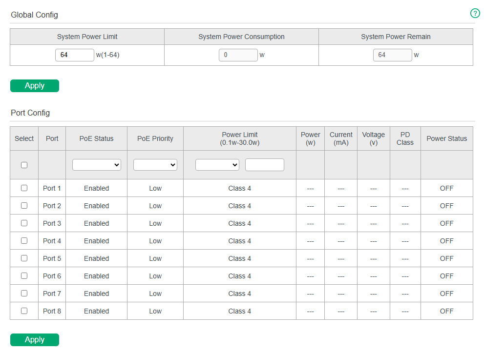 Configuring PoE