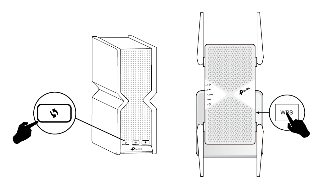 Press the WPS on both the router and the extender
