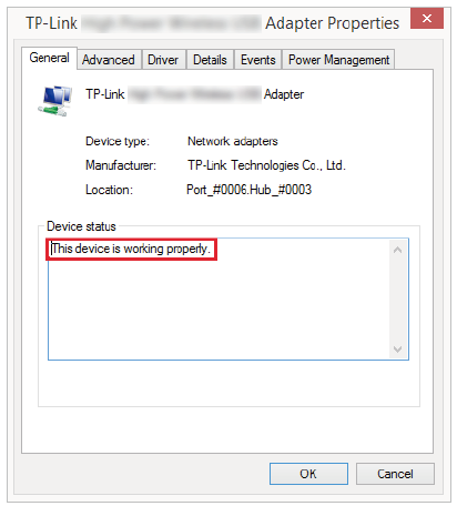 Example of adapter properties box