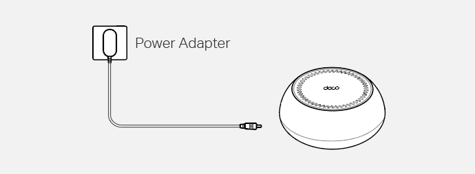 Image displaying a Deco powered on via a power adapter