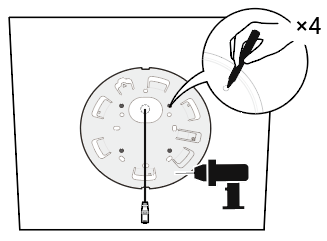 Image displaying how to mark the position for the mounting bracket and drill holes.