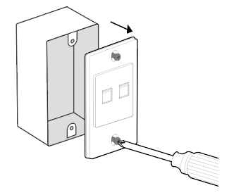Image displaying how to detach the faceplate of the junction box with a Phillips screwdriver.