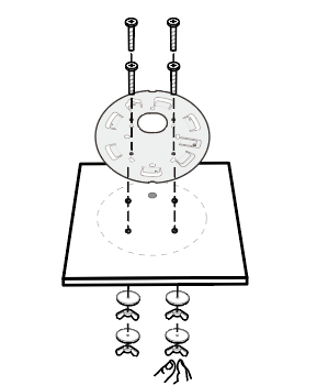 Image displaying how to secure the mounting bracket to the ceiling tile.