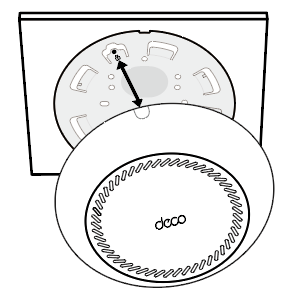 Image displaying how to align and attach the Deco to the mounting bracket.