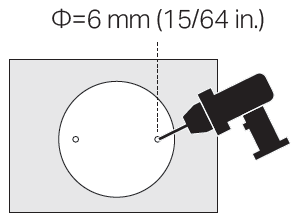 Drill two holes according to the template.