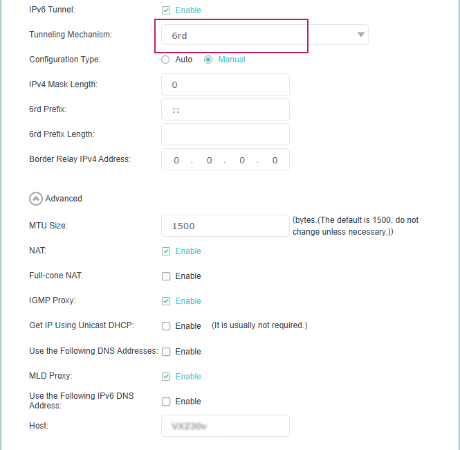 6rd configuration page