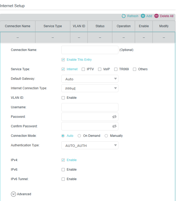 Image of SFP WAN configuration interface