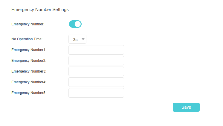 Image of emergency number settings