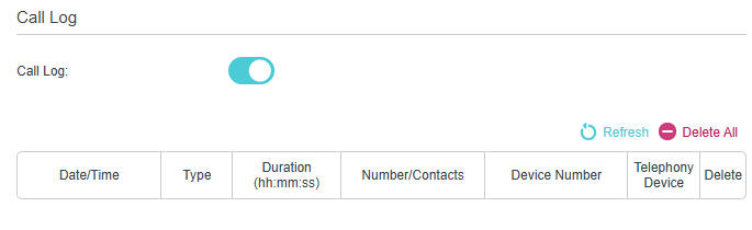 Image of call log page
