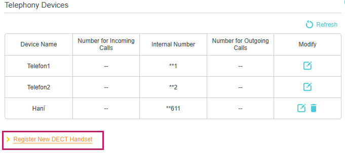 Image to show the register new DECT handset button