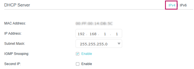 Image for DHCP settings