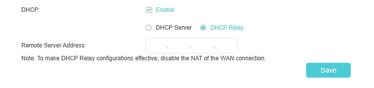 Image for DHCP relay settings