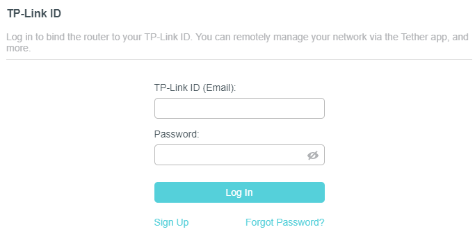 Image of TP-Link ID login page
