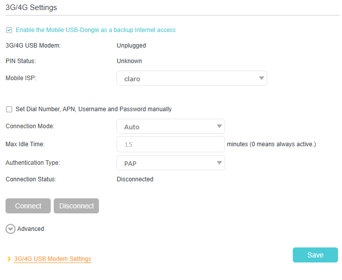 Image of 3G/4G settings