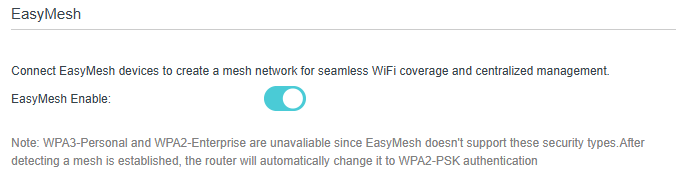 Image of enabling Easymesh feature