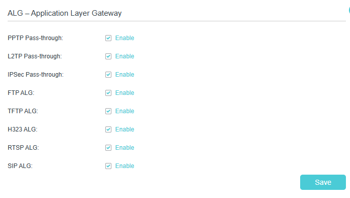 Image of ALG settings