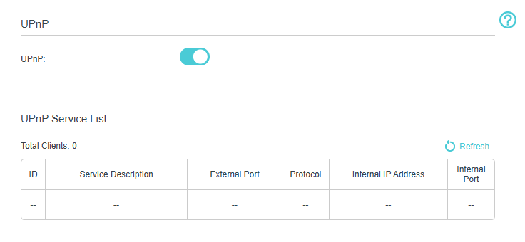 Image of UPnP settings