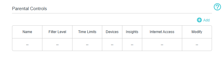 Image of parental control page