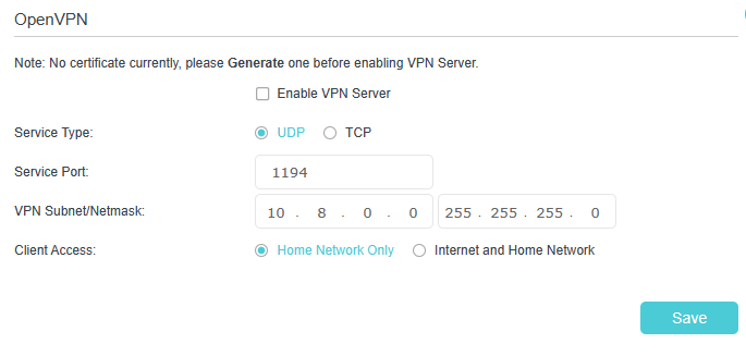 Image of enabling OpenVPN server