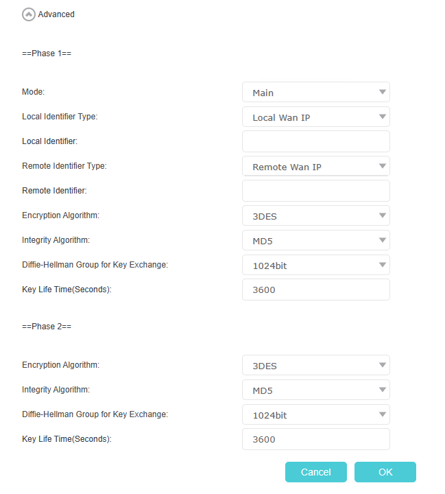 Image of advanced settings