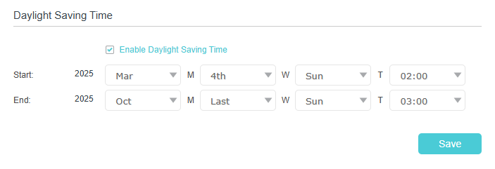 Image of enabling daylight saving time