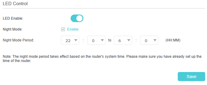 Image of LED control settings