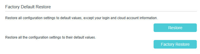 Image of factory restoring settings
