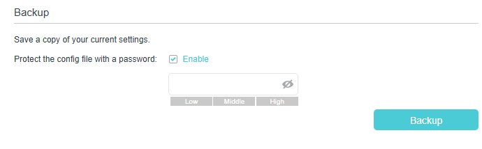 Image of enabling backup feature