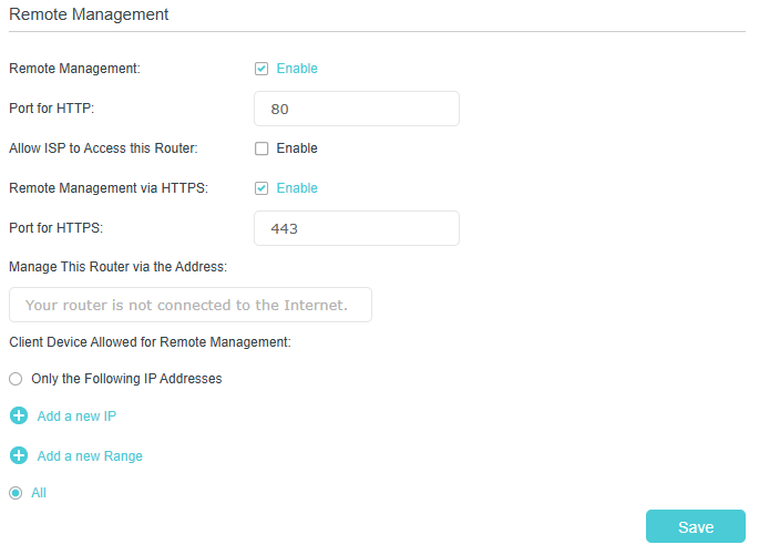 Image example of enabling remote management via HTTPs