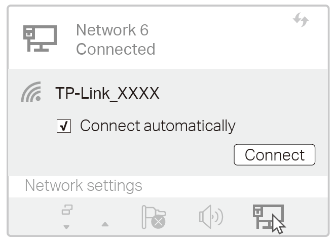 Wireless network page on Windows