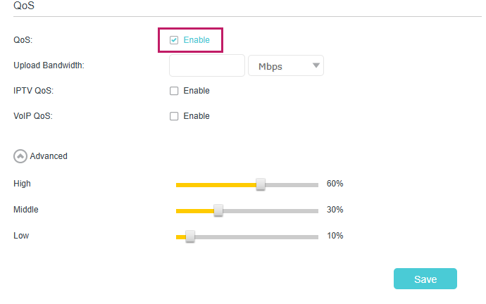 Image of enabling QoS feature