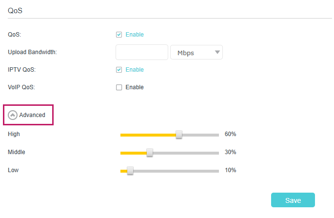 Image of advanced settings