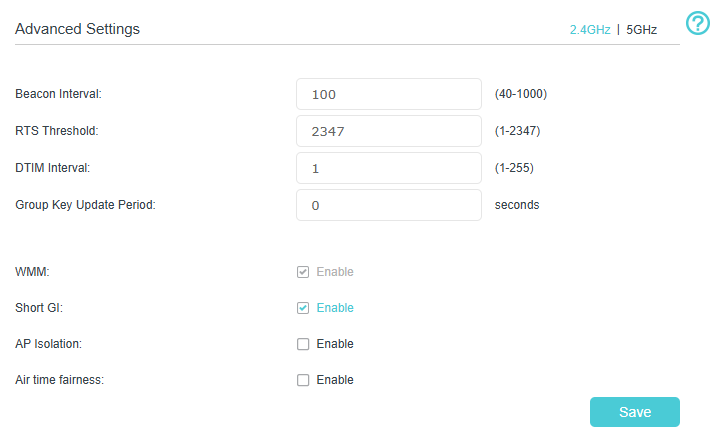 Image of advanced settings