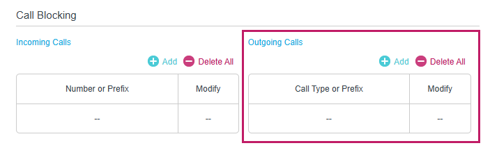 Image of outgoing calls blocking