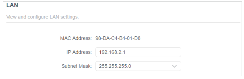 Modify the LAN IP address