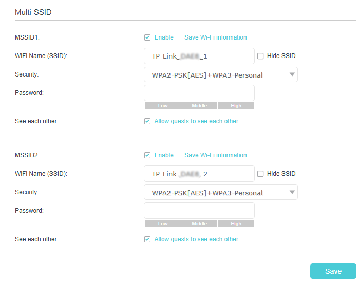 Image of multi ssid settings